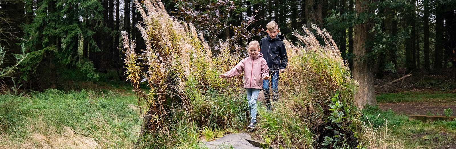 To børn i et naturområde